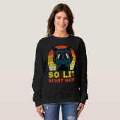 So Lit Right Meow Cat Sunset Retro Men Women Kids  スウェットシャツ (正面フル)