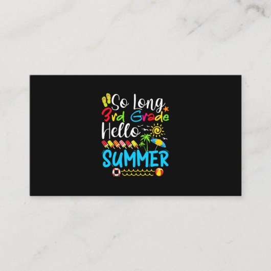 So Long 3rd Grade Hello Summer Last Day Of School. 名刺 (正面)