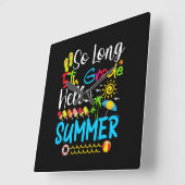 So Long 5th Grade Hello Summer Last Day Of School. スクエア壁時計 (傾斜)