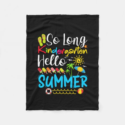So Long Kindergarten Grade Hello Summer フリースブランケット (正面)