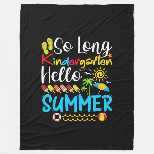 So Long Kindergarten Grade Hello Summer フリースブランケット (正面)