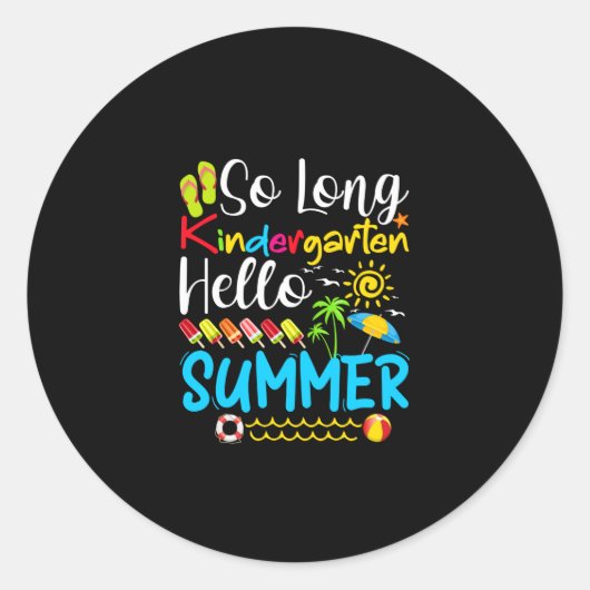 So Long Kindergarten Grade Hello Summer ラウンドシール (正面)