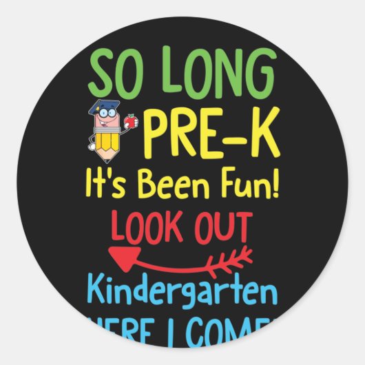 So Long PRE K It's Been Graduation ラウンドシール (正面)