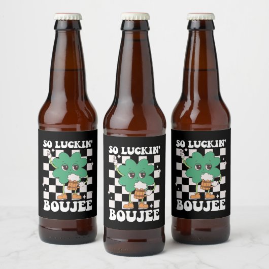 So Luckin' Boujee Lucky Shamrock St Patrick's Day ビールラベル (ボトル)