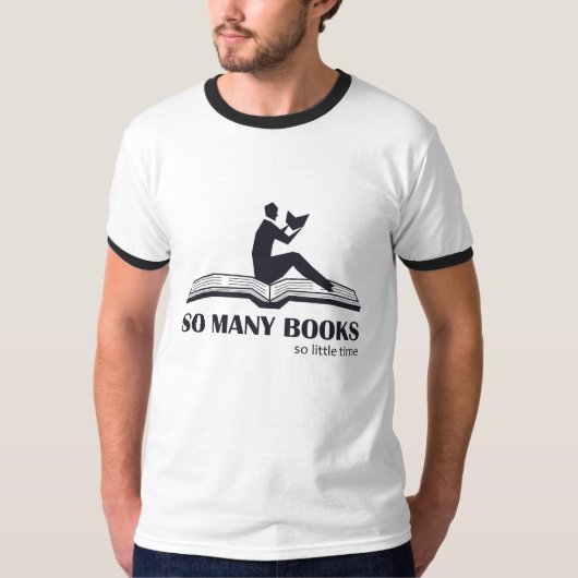 So many books so little time - male reading tシャツ (正面)