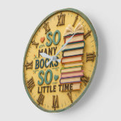 So Many Books So Little Time Reading Lover Gift ラージ壁時計 (傾斜)