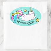 So Meowgicalかわいいユニコーン子猫グリッターキラキラ 楕円形シール (バッグ)
