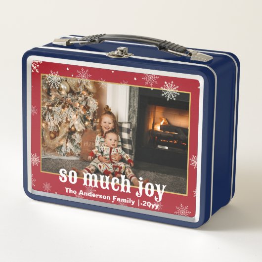 So Much Joy おもしろい Christmas Family 2枚の写真 メタルランチボックス (正面)