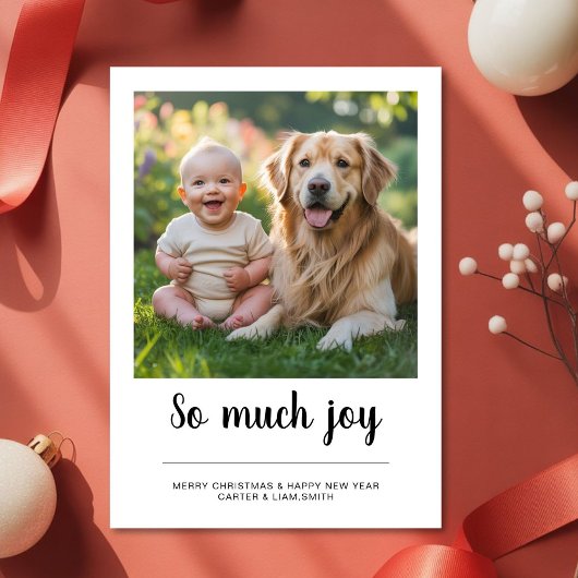 So Much Joy Family dog christmas Photo card シーズンカード