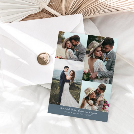 So Much Love Elegant Wedding Photo Slate Blue サンキューカード