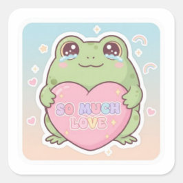 So Much Love Frog Sticker Cute Emotional Frog Hear スクエアシール
