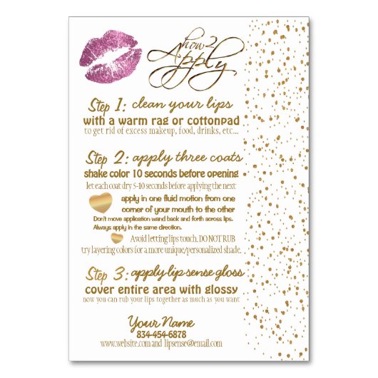 So Pink &金ゴールド紙吹雪Lipの説明2 テーブルナンバー (正面)