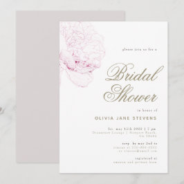So Pink Peonyスクリプトエレガントフローラブライダルシャワー 招待状
