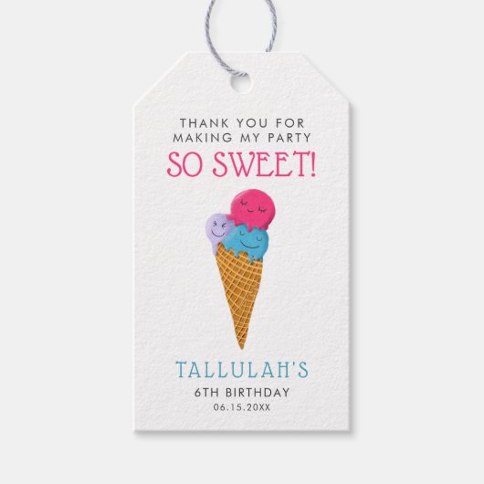 So Sweet Ice Cream Birthdayパーティー ギフトタグ (正面)
