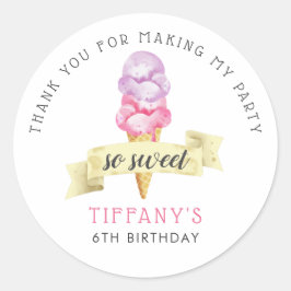 So Sweet Ice Cream Girls Birthday Party Favorites ラウンドシール