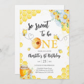 So Sweet To Be One Honey Bee 1st Birthday 招待状 (正面/裏面)