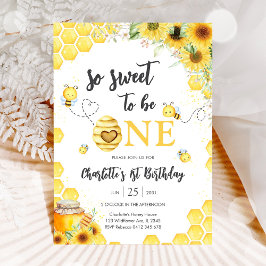 So Sweet To Be One Honey Bee 1st Birthday 招待状