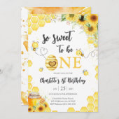 So Sweet To Be One Honey Bee 1st Birthday 招待状 (正面/裏面)