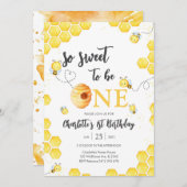 So Sweet To Be One Honey Bee 1st Birthday 招待状 (正面/裏面)