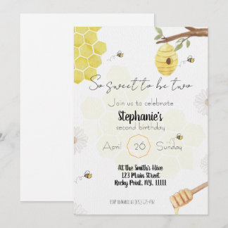 so sweet to be two- bee edit birthday invitation 招待状