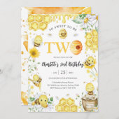So Sweet To Be Two Honey Bee 2nd Birthday 招待状 (正面/裏面)