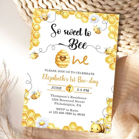 So Sweet To Bee 誕生日1周年おめでとう招待状 招待状
