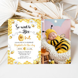 So Sweet To Bee first Birthday Photo Invitation 招待状