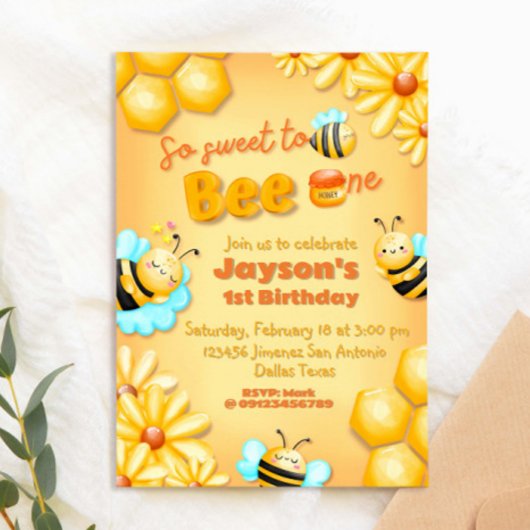 So Sweet to Bee One - 1st Birthday 招待状