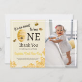 So Sweet To Bee One 1st Birthday Honey Bee Photo サンキューカード (正面)