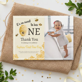 So Sweet To Bee One 1st Birthday Honey Bee Photo サンキューカード