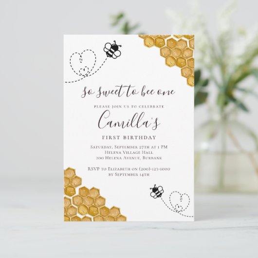 So Sweet to Bee One Birthday Party 招待状 (スタンド正面)