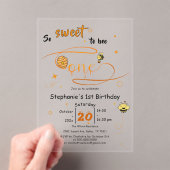 So Sweet To Bee One Cute Honey Bee 1st Birthday アクリル招待状 (インサイチュ (ポータブル))