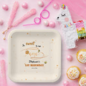 So Sweet To Bee One Cute Honey Bee 1st Birthday ペーパープレート (パーティー)