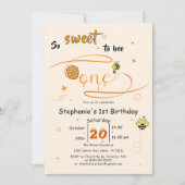 So Sweet To Bee One Cute Honey Bee 1st Birthday 招待状 (正面)