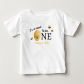 So Sweet To Bee One First Birthday Honeycomb ベビーTシャツ (正面)