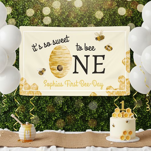 So Sweet To Bee One First Birthday Honeycomb 横断幕