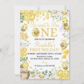 So Sweet to Bee One Floral 1st Bee Day Birthday 招待状 (正面)