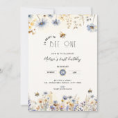So Sweet To Bee One - Floral 1st Birthday 招待状 (正面)