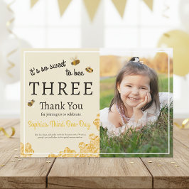 So Sweet To Bee Three 3rd Birthday Honey Bee Photo サンキューカード