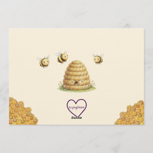 So Sweet to Bee Three, 3rd Birthday with Picture 招待状 (裏面)