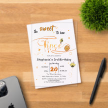 So Sweet To Bee Three Cute Honey Bee 3rd Birthday