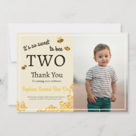 So Sweet To Bee Two 2nd Birthday Honey Bee Photo サンキューカード