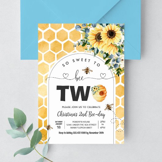 So Sweet To Bee Two Beeテーマパーティーファースト誕生日 招待状