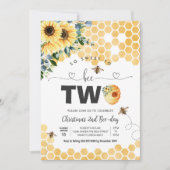 So Sweet To Bee Two Beeテーマパーティーファースト誕生日 招待状 (正面)