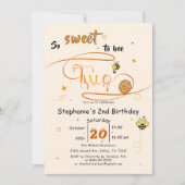 So Sweet To Bee Two Cute Honey Bee 2nd Birthday 招待状 (正面)