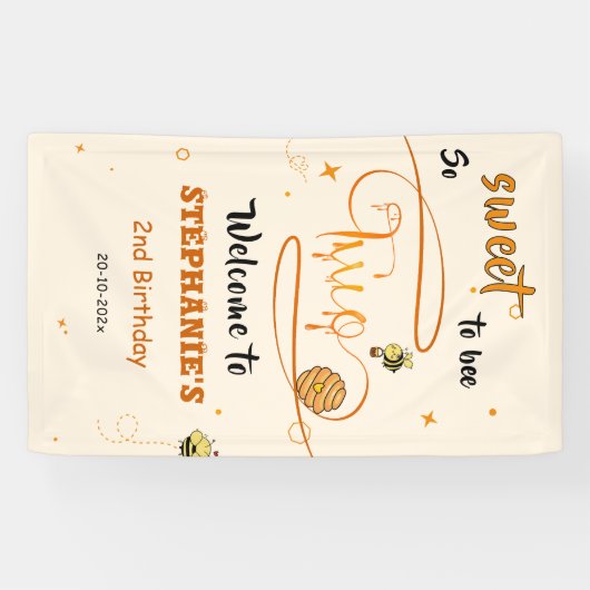So Sweet To Bee Two Cute Honey Bee 2nd Birthday 横断幕 (横)
