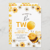 So Sweet to Bee TWO Honey Birthday Party 招待状 (正面/裏面)