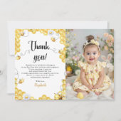 So Sweet To Bee Yellow Birthday Photo サンキューカード (正面)