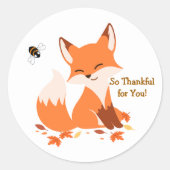 So Thankful for You Fox Sticker ラウンドシール (正面)