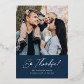 So Thankful Navy 2写真Thanksgiving 箔シーズンカード (正面)